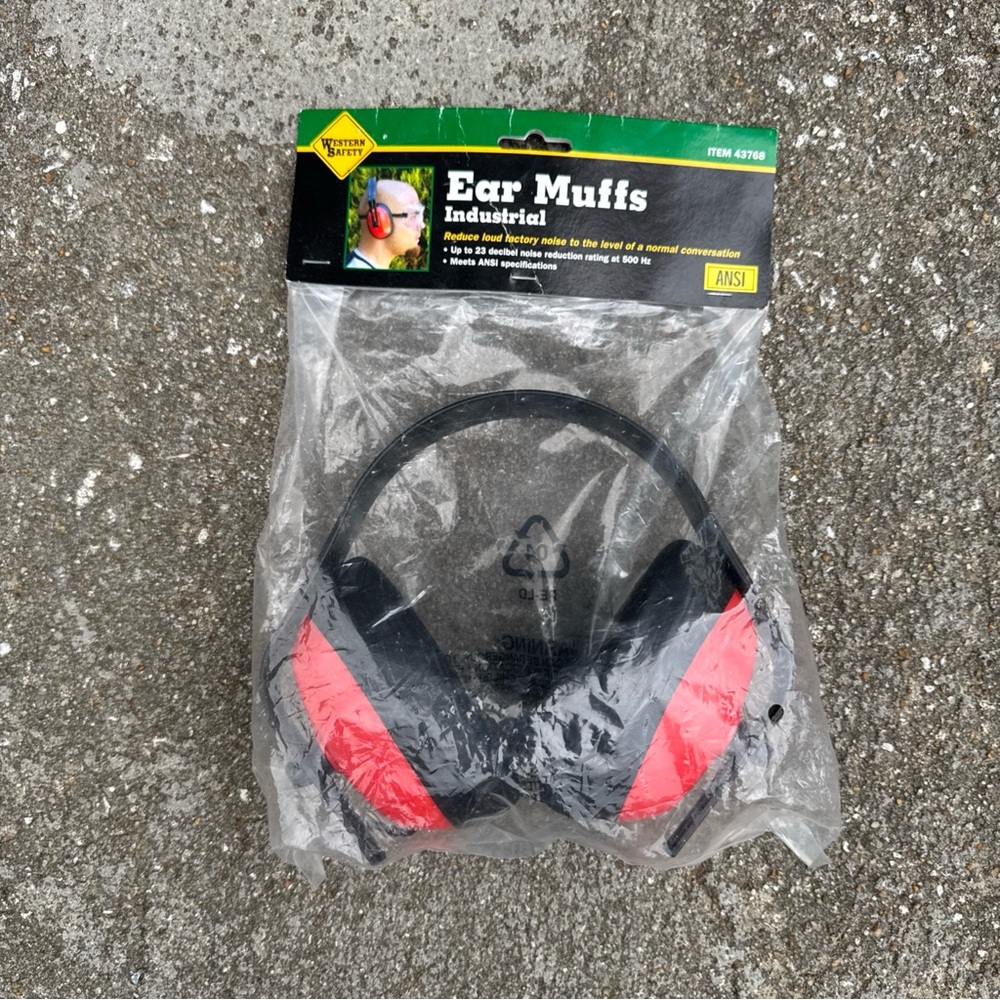 Industrial Ear Muffs. Western Safety. Noise Reduction Rating 23 Decibels.